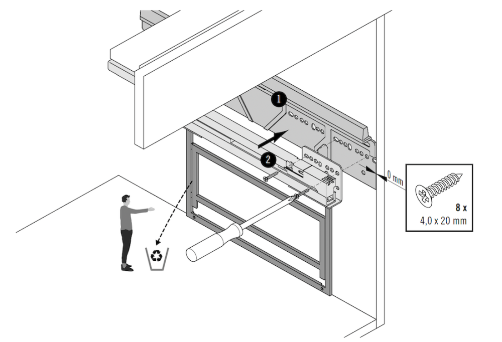 Montera sidorna för ramen inuti skåpet.