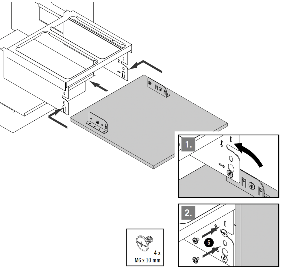 Fäst och fäll upp skåpdörren.