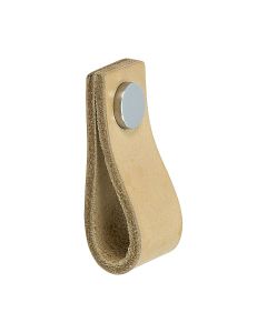 Loop Knopp - Läder Natur / Polerad Krom - Beslag Design