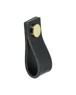 Loop Knopp - Läder Svart / Mässing - Beslag Design