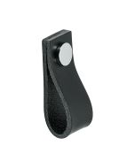Loop Knopp - Läder Svart / Polerad Krom- Beslag Design