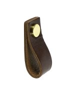 Loop Knopp - Läder Brun / Mässing - Beslag Design