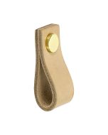Loop Knopp - Läder Natur / Mässing- Beslag Design