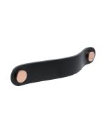 Loop Round Handtag - Svart läder / Polerad Koppar - Beslag Design