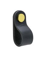 Loop Round Knopp - Svart läder / Polerad Mässing - Beslag Design
