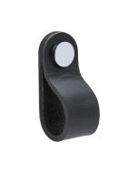 Loop Round Knopp - Svart läder / Polerad Krom - Beslag Design