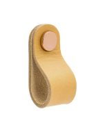 Loop Round Knopp - Natur läder / Polerad Koppar - Beslag Design