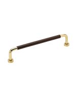 Lounge handtag - Polerad mässing / brunt läder - 160 mm - Furnipart